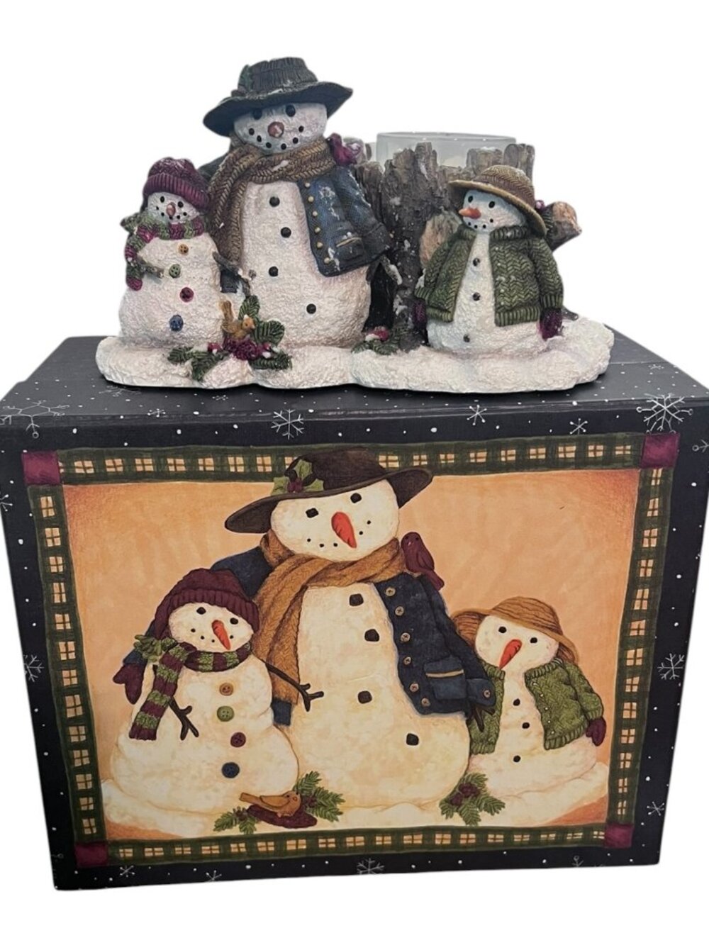 Vintage Lang Snowman Buddies Figural Candle Holder 80221501 By Debi Hron 2000